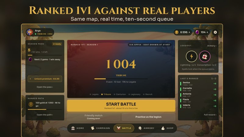 The ranked battle screen