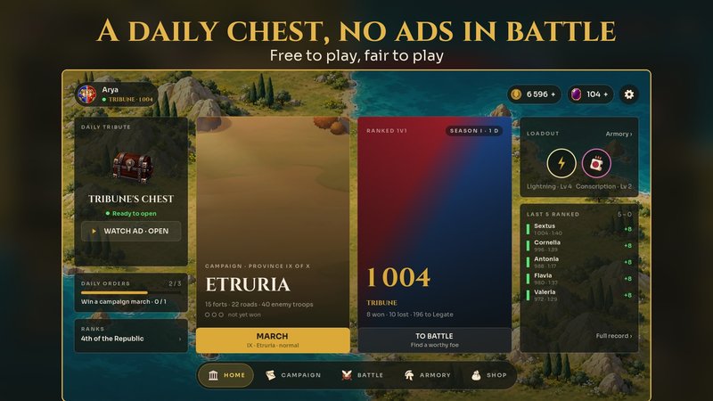 The home screen with the daily chest